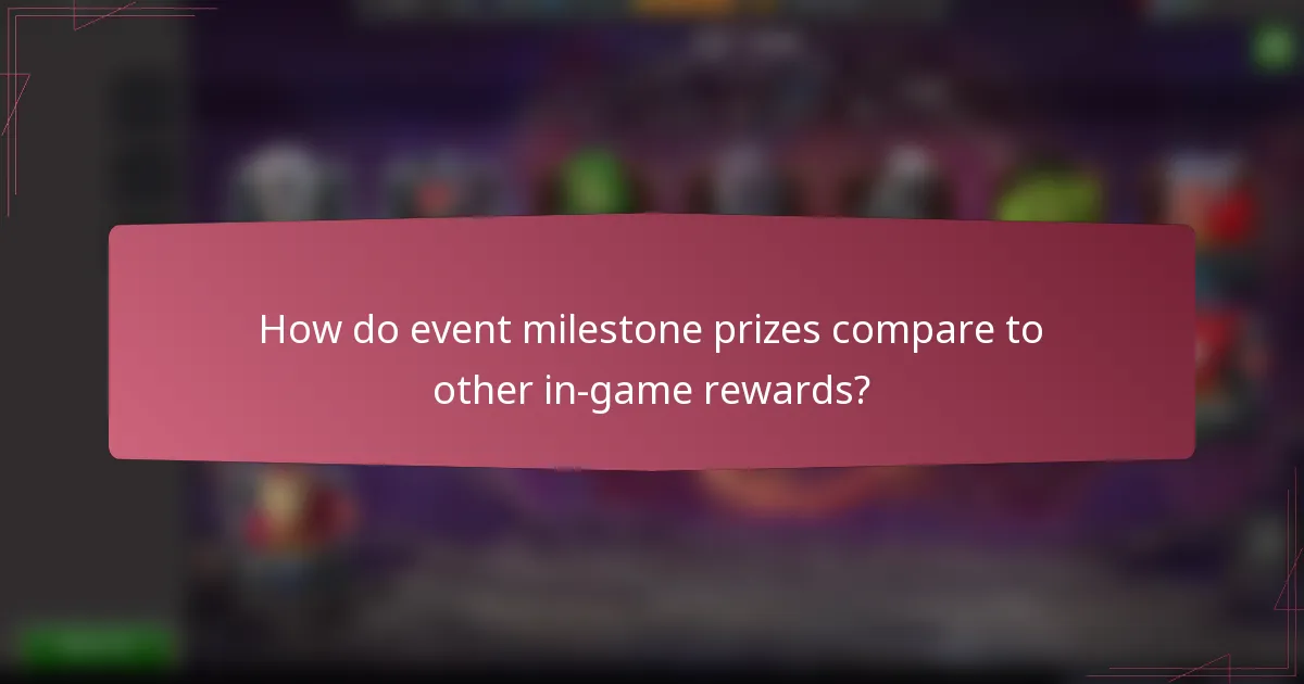 How do event milestone prizes compare to other in-game rewards?